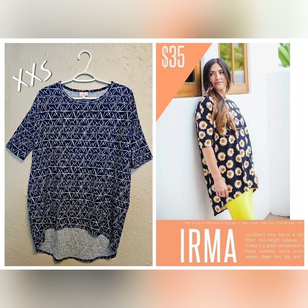 LuLaRoe Irma: XXS: Navy Blue With White Lines